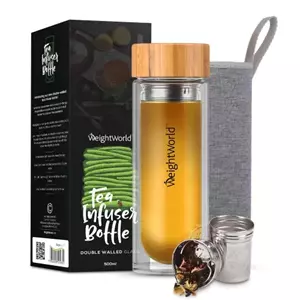 WeightWorld Theefles met tea infuser - 500 ml glazen fles