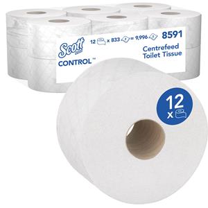 Kimberly-Clark Scott CONTROL™-toiletpapier, VE = 12 stuks x 833 bladeren, 2-laags, wit