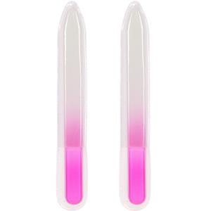 Nagelvijlen van glas 2x stuks - roze - 14 cm - in beschermhoesje -