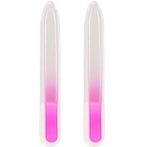 Humbert Nagelvijlen van glas 2x stuks - roze - 14 cm - in beschermhoesje -