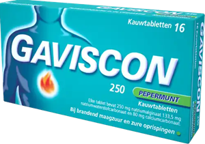 Gaviscon Pepermunt 250mg kauwtabletten 16st