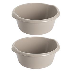 Hega Hogar 2x stuks kunststof teiltje/afwasbak rond 6 liter zacht beige -