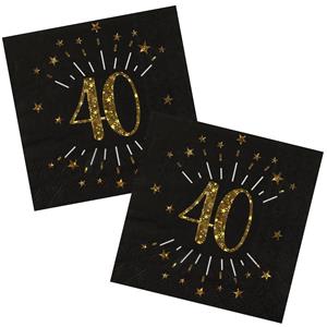 Santex Verjaardag feest servetten leeftijd - 20x - jaar - goud - 33 x 33 cm -