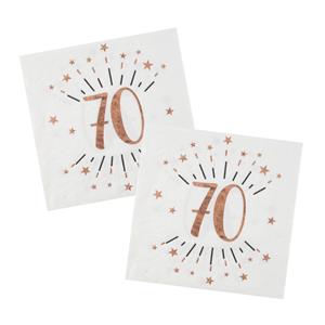 Santex Verjaardag feest servetten leeftijd - 50x - 70 jaar - rose goud - 33 x 33 cm -