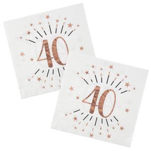 Santex Verjaardag feest servetten leeftijd - 50x - jaar - rose goud - 33 x 33 cm -