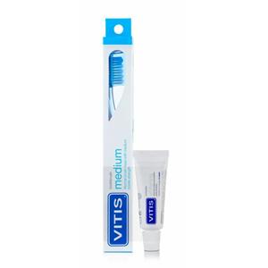 Vitis Medium Tandenborstel met Tandpasta 1 stuk + 15 ml