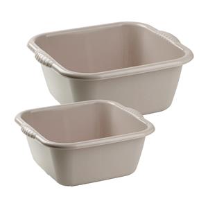 Forte Plastics Afwasbak teil - set van 2 formaten - 6 en 10 liter - taupe - kunststof -