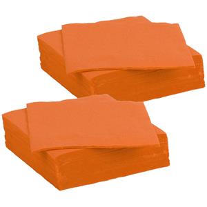 Color Party Diner/feest servetten - 60x - oranje - x cm - papier - 3-laags -