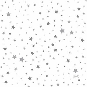 Duni Kerst thema servetten - 20x st - 33 x 33 cm - wit met sterren -
