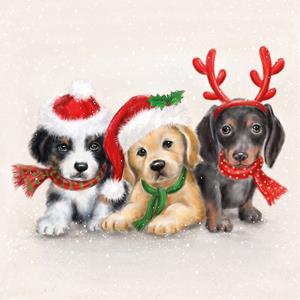 Ambiente Kerst thema servetten - 40x st - 33 x 33 cm - honden print -