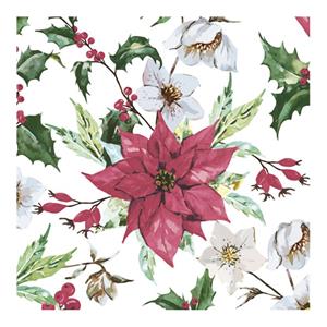 Daisy kerst thema servetten - 20x st - 33 x 33 cm - kerststerren print -