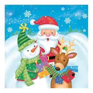 Daisy kerst thema servetten - 40x st - 33 x 33 cm - kerstman, sneeuwpop en rendier -