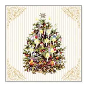 Ambiente Kerst thema servetten - 40x st - 33 x 33 cm - creme wit - kerstboom -
