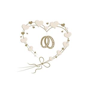 Daisy Maki bruiloft servetten - 40x st - 33 x 33 cm - hart met ringen - feestservetten -