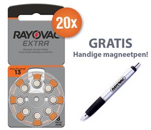 Rayovac Voordeelpak  gehoorapparaat batterijen - Type 13 (oranje) - 20 x 8 stuks + gratis magnetische batterijpen