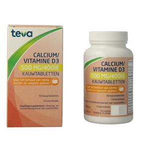 Teva Calcium/vitamine d 500 mg/400ie 90 Kauwtabletten