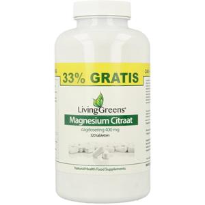 Livinggreens Magnesium citraat 400 mg voordeelverpakking 320 Tabletten