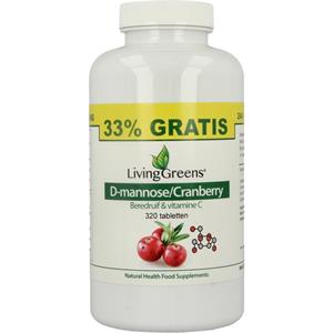 Livinggreens Cranberry d-mannose voordeelverpakking 320 Tabletten