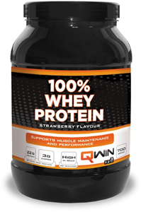 QWIN 100% Whey Protein Aardbei - Eiwit Poeder - 700 gr