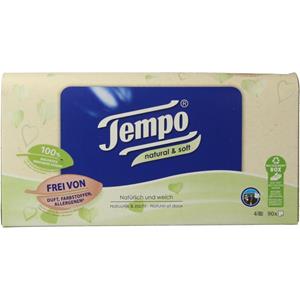 Tempo Tissue Box Natural & Soft 4-laags, 90 stuks