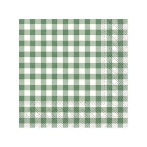 Ihr 60x Vichy Karo 3-laags servetten groen/wit geblokt 33 x 33 cm -