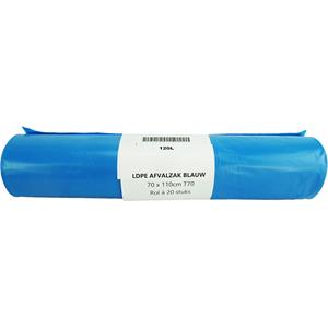 Merkloos Afvalzak LDPE 120L Blauw 20 Stuks Op Rol 70x110cm
Dikte 60mu