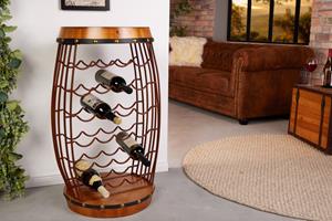 Invicta Interior Design wijnrek BODEGA 80cm grenenhouten wijnvatenrek 23 flessen metaal - 43565