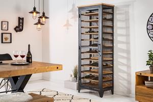 Invicta Interior Industriële wijnkast BODEGA 184cm gerecycleerd natuurlijk grenenhouten wijnrek voor 72 flessen - 40459