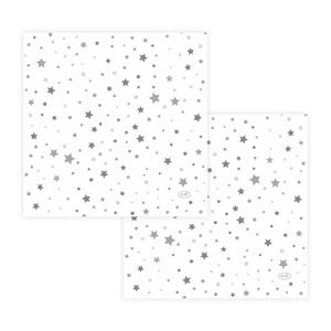 Duni Lunch/diner servetten - 20x st - 33 x 33 cm - wit met sterren - feestservetten -