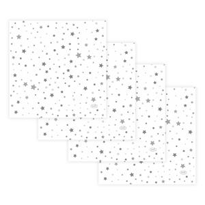 Duni Lunch/diner servetten - 40x st - 33 x 33 cm - wit met sterren - feestservetten -