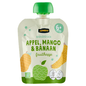 Jumbo umbo Biologisch Fruithapje 6+ Maanden Appel, Mango & Banaan 90 g