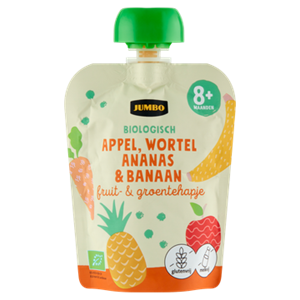 JUMBO umbo Biologisch Fruit & Groentehapje 8+ Maanden Appel, Wortel, Ananas & Banaan 90g