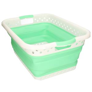 Benson opvouwbare wasmand - groen/wit - 61 x cm -