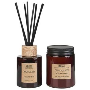 Beliani DARK ELEGANCE-Geurkaars met geurstokjes-Chocolade-Soja wax