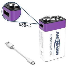 Ansmann E-Block USB-C 9V Block-Akku Li-Ion 400 mAh 9V 1St.