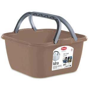 Stefanplast Wasmand/draagmand/teil met hengsel - kunststof - 13 Liter - cappuccino - 35 x 35 x 18 cm -