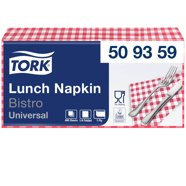 klika Lunchservet Tork Universal 1/4 vouw 1-laags 328x325mm 400 vel bistro 509359