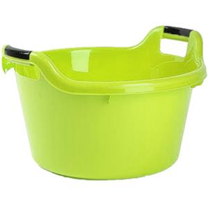 PlasticForte Set van 2x stuks grote kunststof teiltje/afwasbak rond met handvatten 17 liter groen -