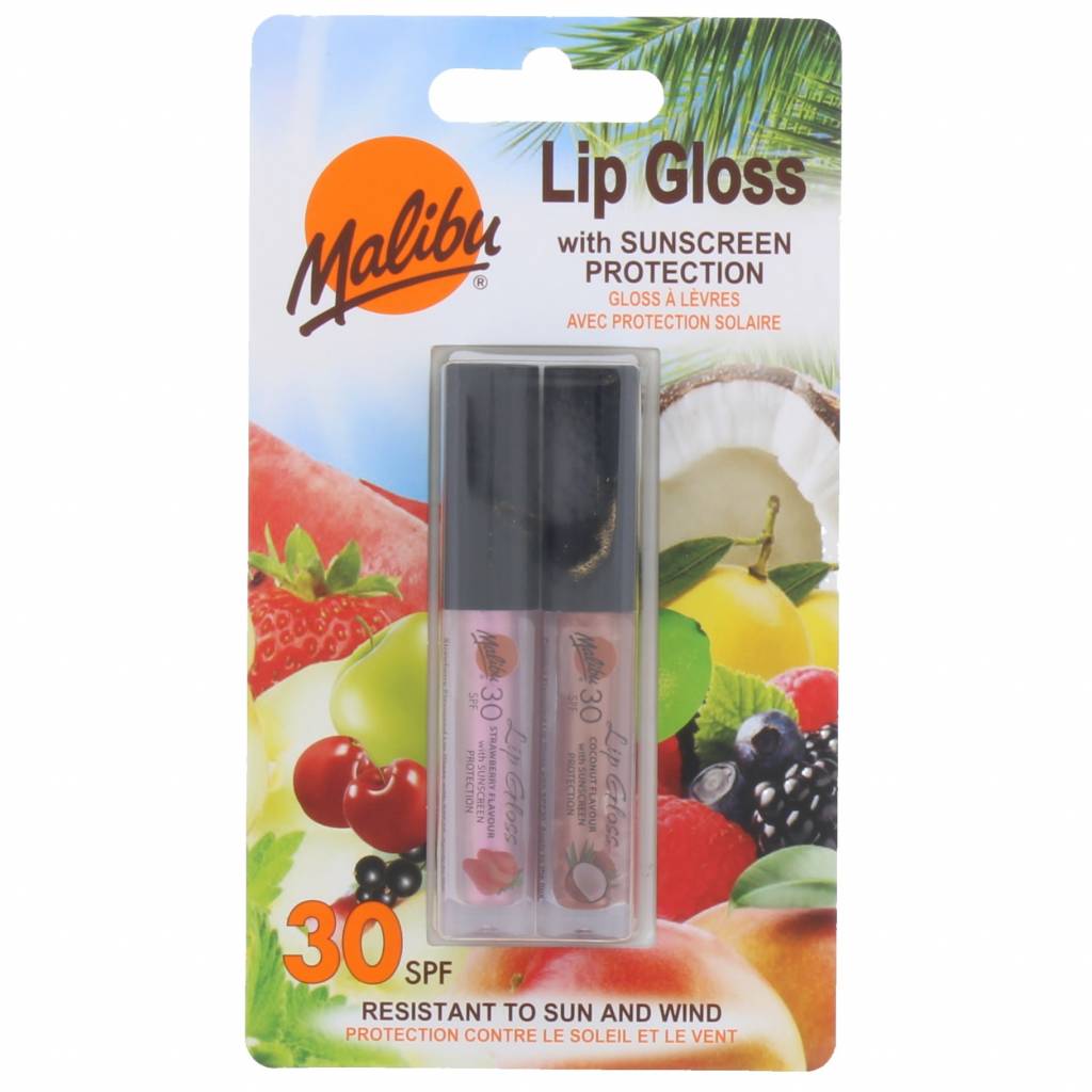 Malibu 2stuks Lip Gloss Spf 30 Coconut & Strawberry