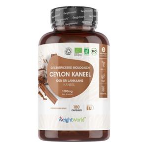 WeightWorld Kaneel 1000mg - 180 Capsules - Biologisch Ceylon Kaneel - 3 maanden voorraad