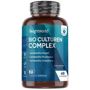 WeightWorld Bio Probiotica Cultuur Complex met Inulin- 60 Capsules - 77 Billion CFU - 20 bacteriestammen - Ultra Sterke en Hoge Dosering