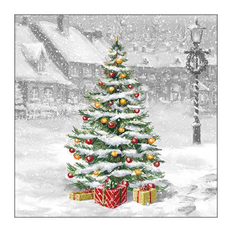 Ambiente kerst thema servetten - 20x - 33 x 33 cm - winter kerstboom -