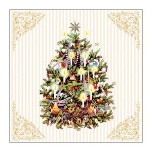 Ambiente kerst thema servetten - 20x st - 33 x 33 cm - creme wit - kerstboom -