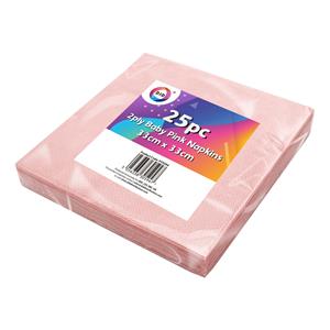 DID 25x Lichtroze servetten 2-laags van papier 33 x 33 cm -