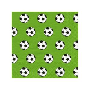 Ihr 20x groen 3-laags servetten voetbal ballen 33 x 33 cm -