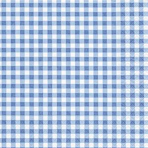 Paperdesign 20x Tafel diner/lunch servetten 33 x 33 cm ruitjes blauw/wit 3-laags -