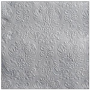 Ambiente 15x Tafel diner/lunch servetten x cm luxe deco print zilver -