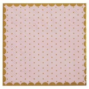 Santex feest servetten - stippen - 20x stuks - 25 x 25 cm - papier - roze/goud -