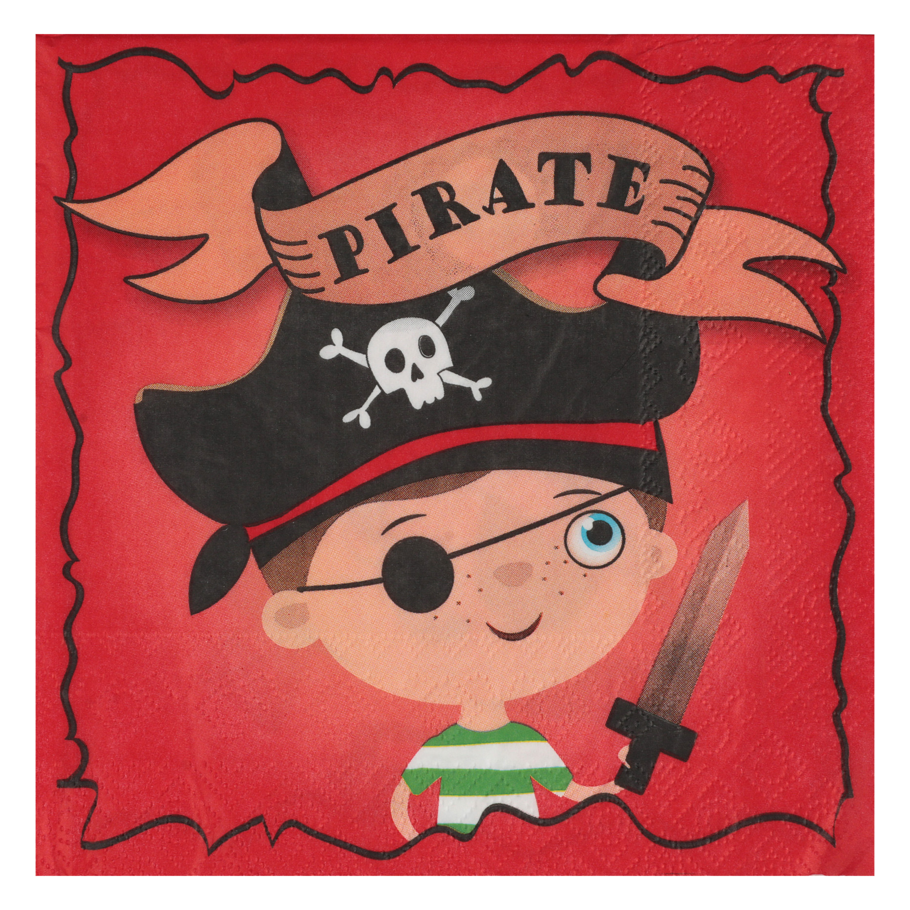 Santex piraten thema feest servetten - 20x stuks - 33 x 33 cm - rood/bruin - dubbelzijdig -