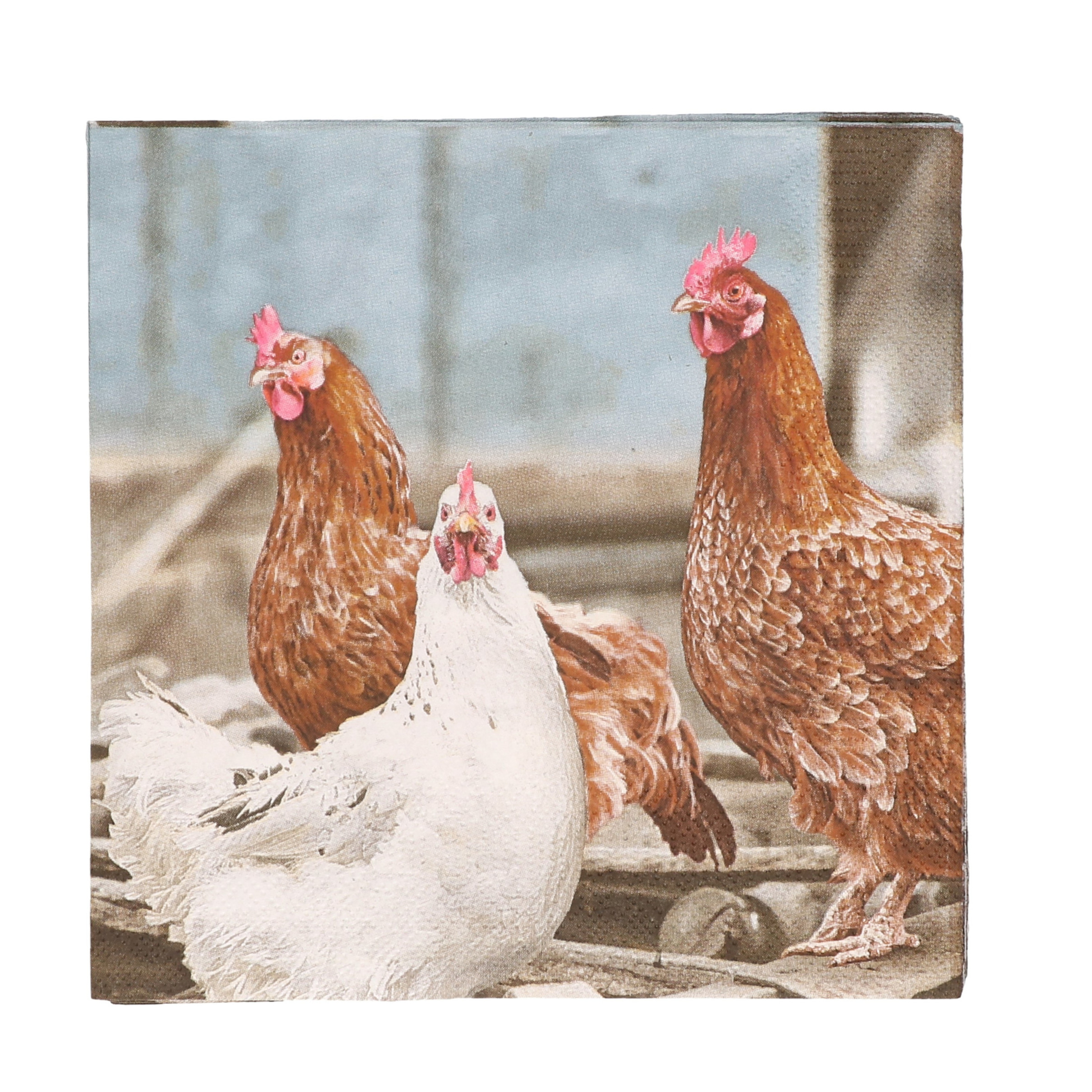 Esschert Design 20x Pasen thema servetten met kippen print 33 x 33 cm -